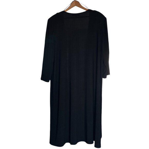 R&M Richards 20W Knit Open Jacket Duster Cardigan Black Liquid Knit Stretch Plus - Picture 2 of 4